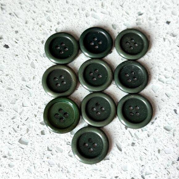 Y2K Vintage Buttons Lot Army Green 10 Pcs Round 4 Hole DIY Art Crafting Sewing - Picture 4 of 5